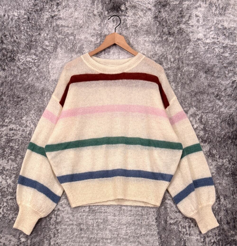 Anine Bing Sweater Small Womens Mohair Merino Wool Blend Striped Pullover